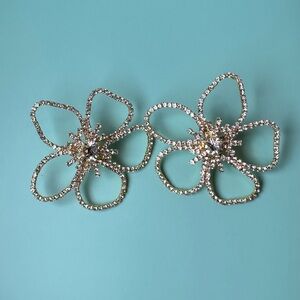 Gold Floral Crystal Earrings